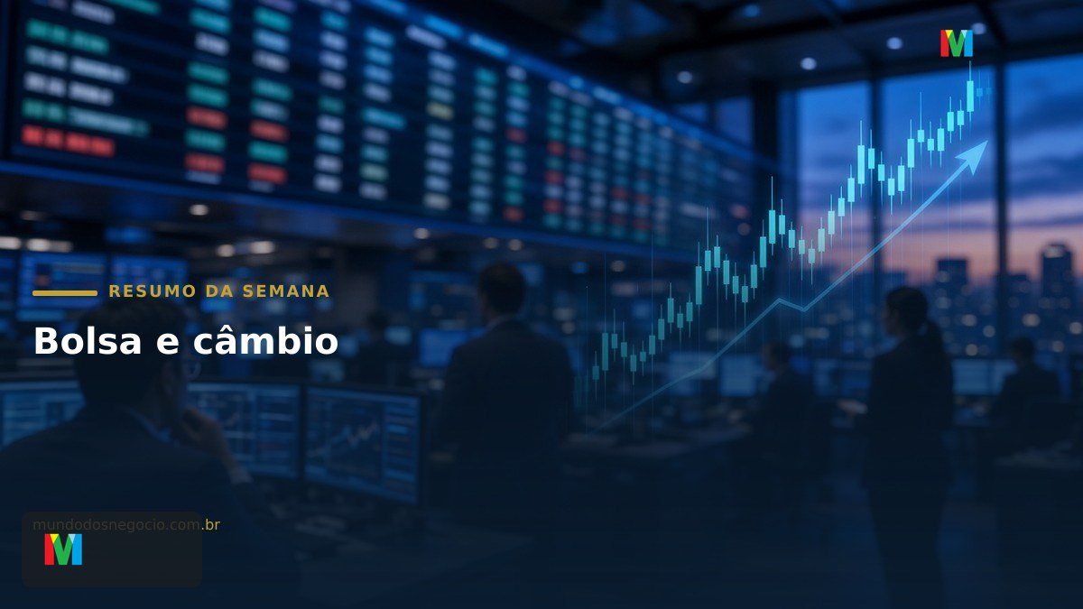 Resumo da bolsa de valores na semana — Ibovespa e telas de negociação